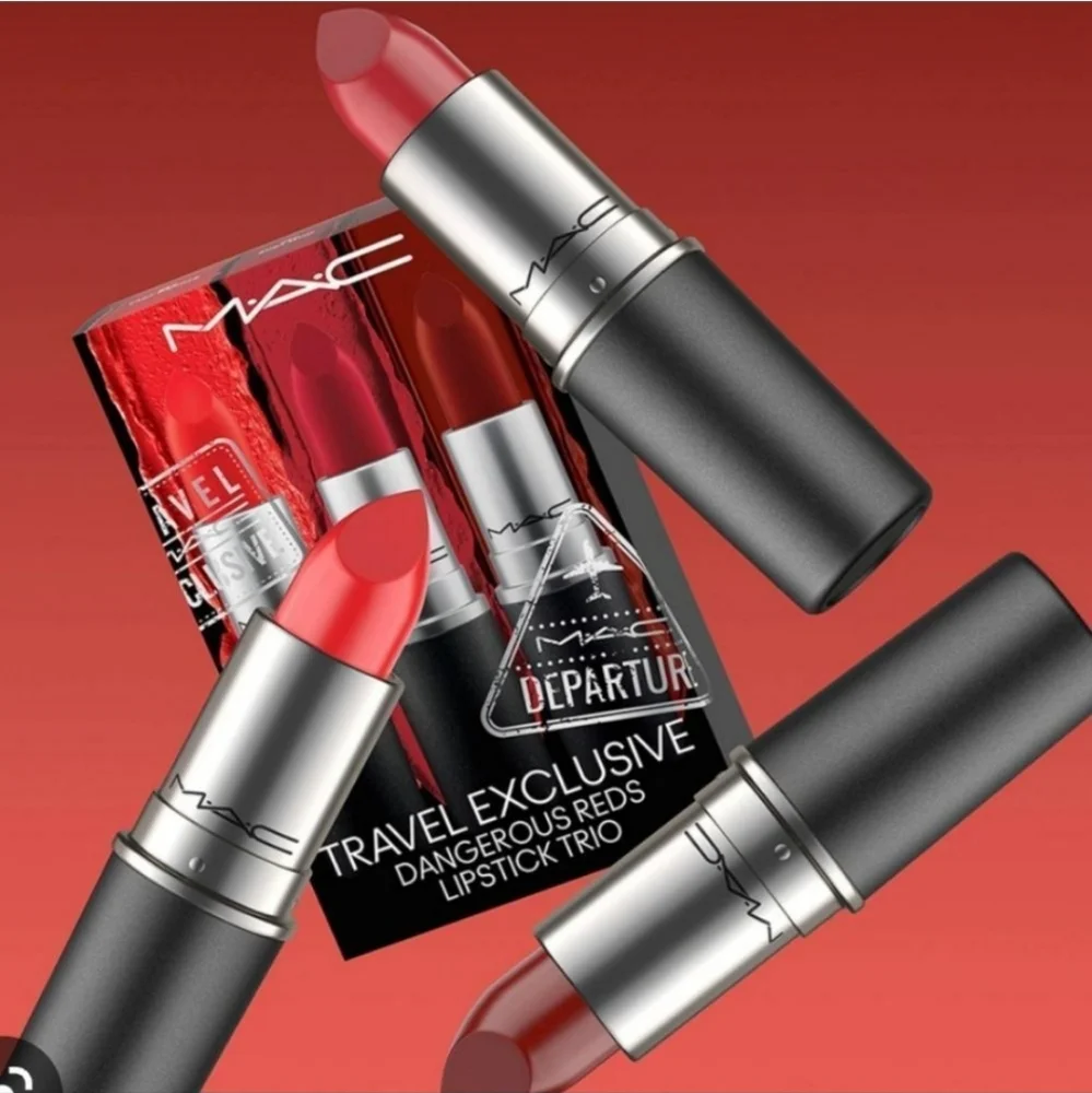 NEW MAC Cosmetics Travel Exclusive Dangerous Reds Lipstick Trio Set